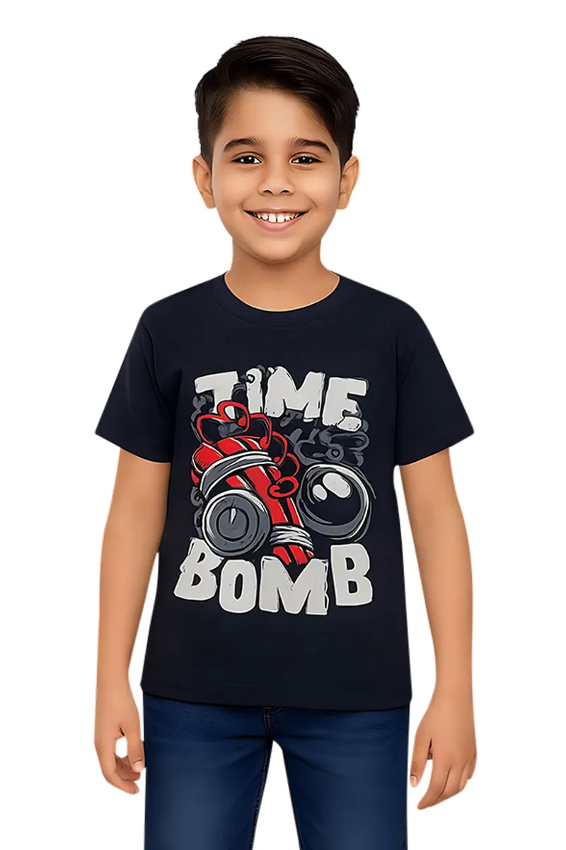 Printed T-Shirt for Boys - Navy Blue CLBT00339NAV1213