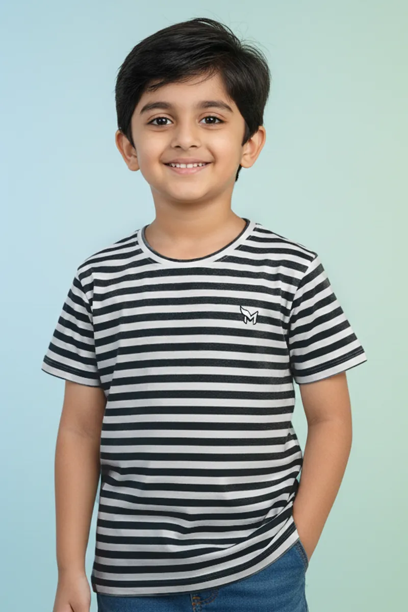 Striped T-Shirt for Boys - Black