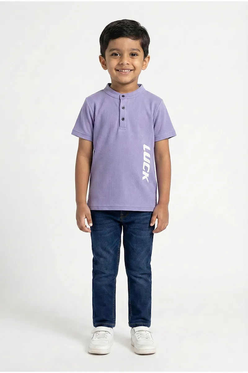 Mandarin Collar T-Shirt for Boys - Lavendar CLBT00463LAV910Y