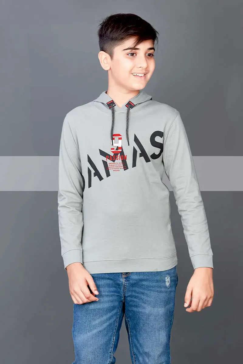 Hooded T-Shirt for Boys - Grey