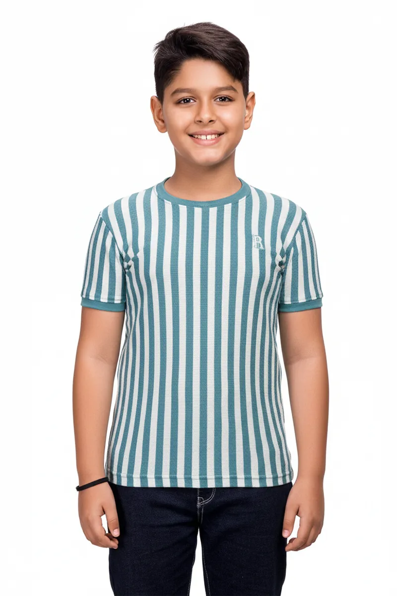 Cotton Striped T-Shirt for Boys - Green