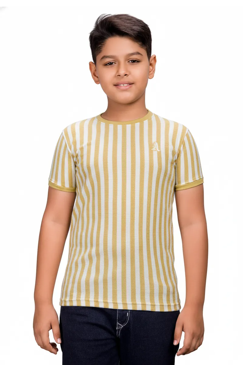 Cotton Striped T-Shirt for Boys - Yellow CLBT00501YEL89YRS