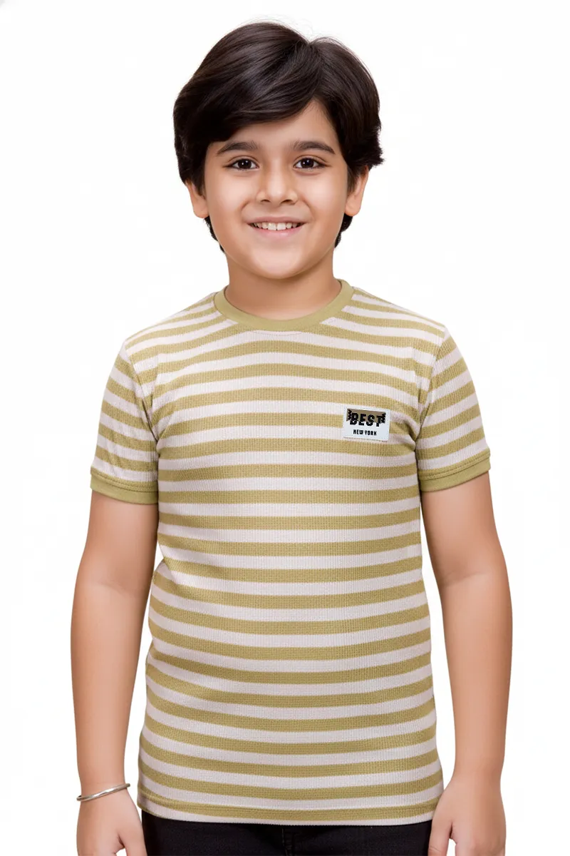 Cotton Striped T-Shirt for Boys - Yellow
