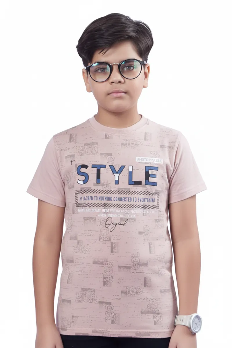 Printed T-Shirt for Boys - Dusty Pink CLBT00517DUS34YR
