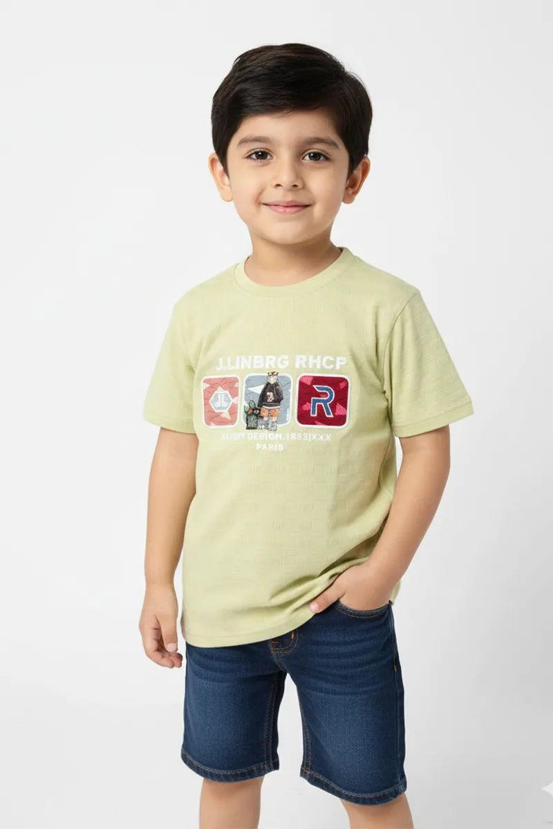 Printed T-Shirt for Boys - Lime Yellow