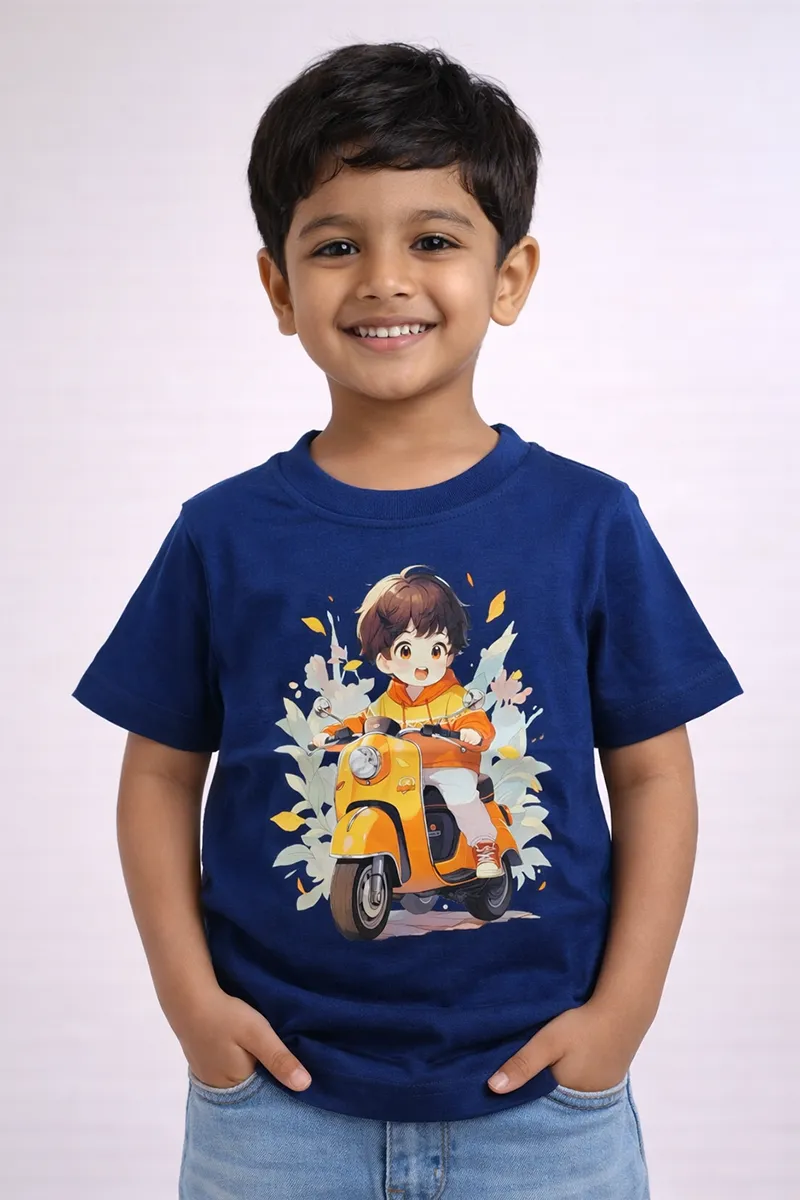 Cotton Printed Casual T-Shirt for Boys - Blue CLBT00560BLU23YR