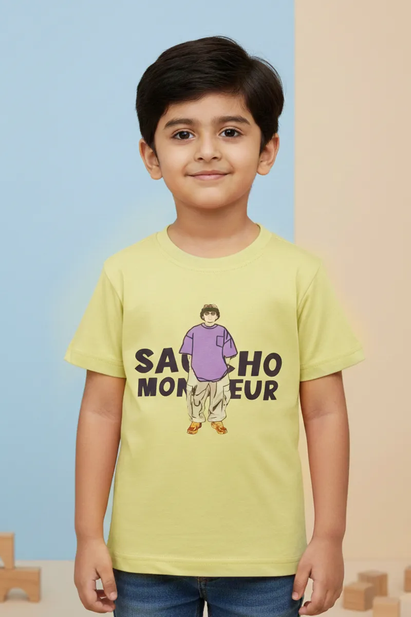 Cotton Printed Casual T-Shirt for Boys - Light Green CLBT00561LIGGRN56YR