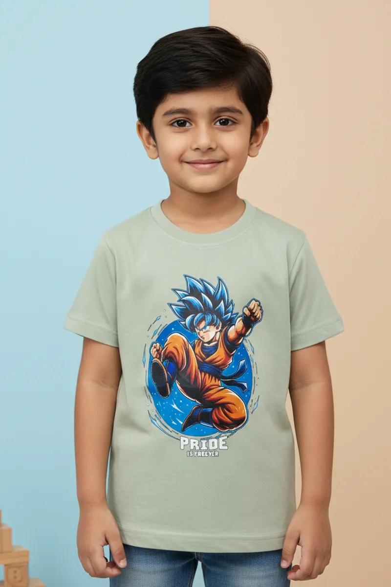 Cotton Printed Casual T-Shirt for Boys - Green