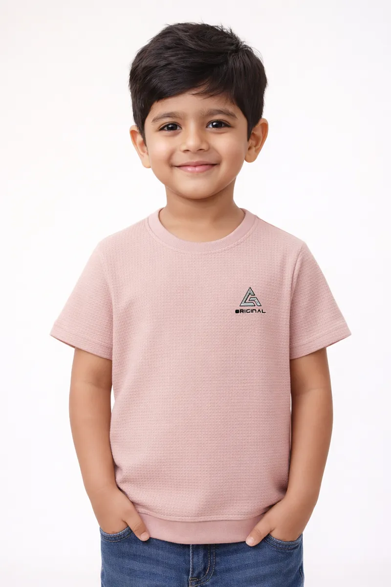 Cotton Solid Casual T-Shirt for Boys - Baby Pink CLBT00564BABPIN1112YR