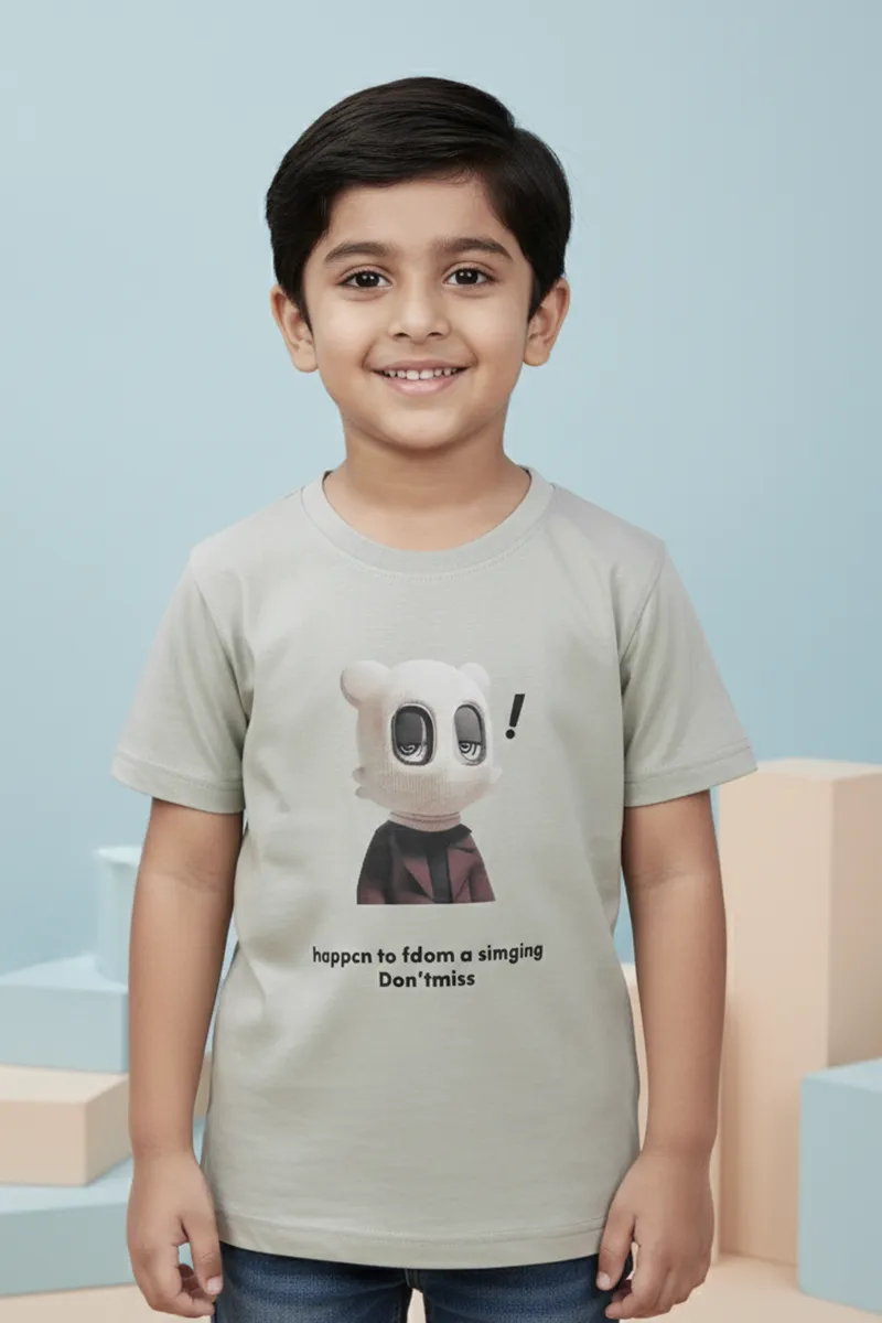 Cotton Printed Casual T-Shirt for Boys - Sage