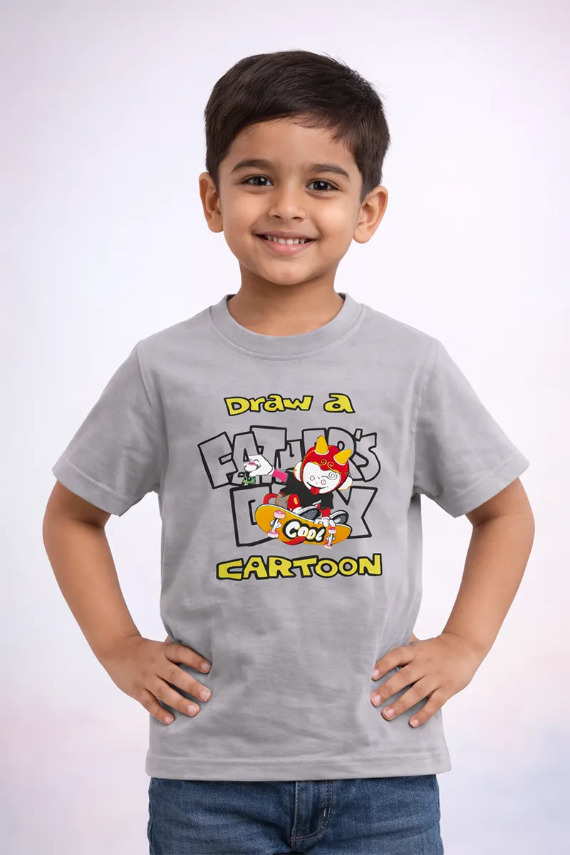 Cotton Printed Casual T-Shirt for Boys - Light Grey