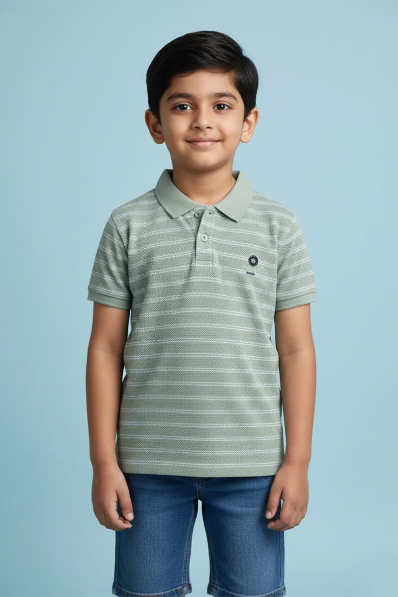 Striped T-Shirt for Boys - Green CLBT00597GRE1112