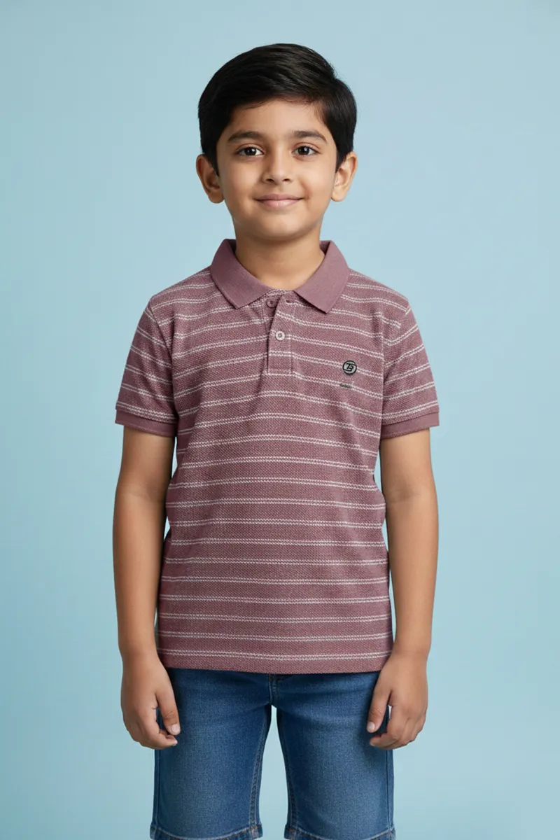 Striped T-Shirt for Boys - Dusty Pink