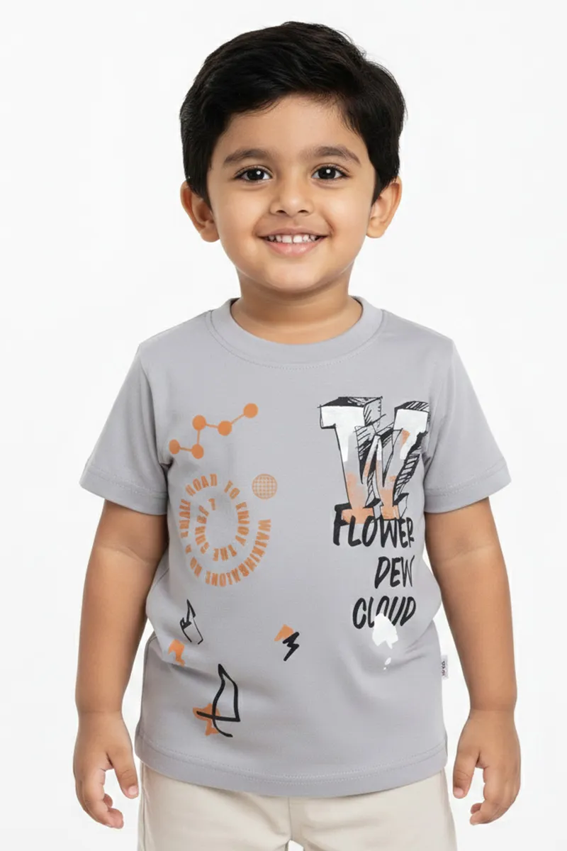 Printed T-Shirt for Boys - Light Grey CLBT00599LIG56YR