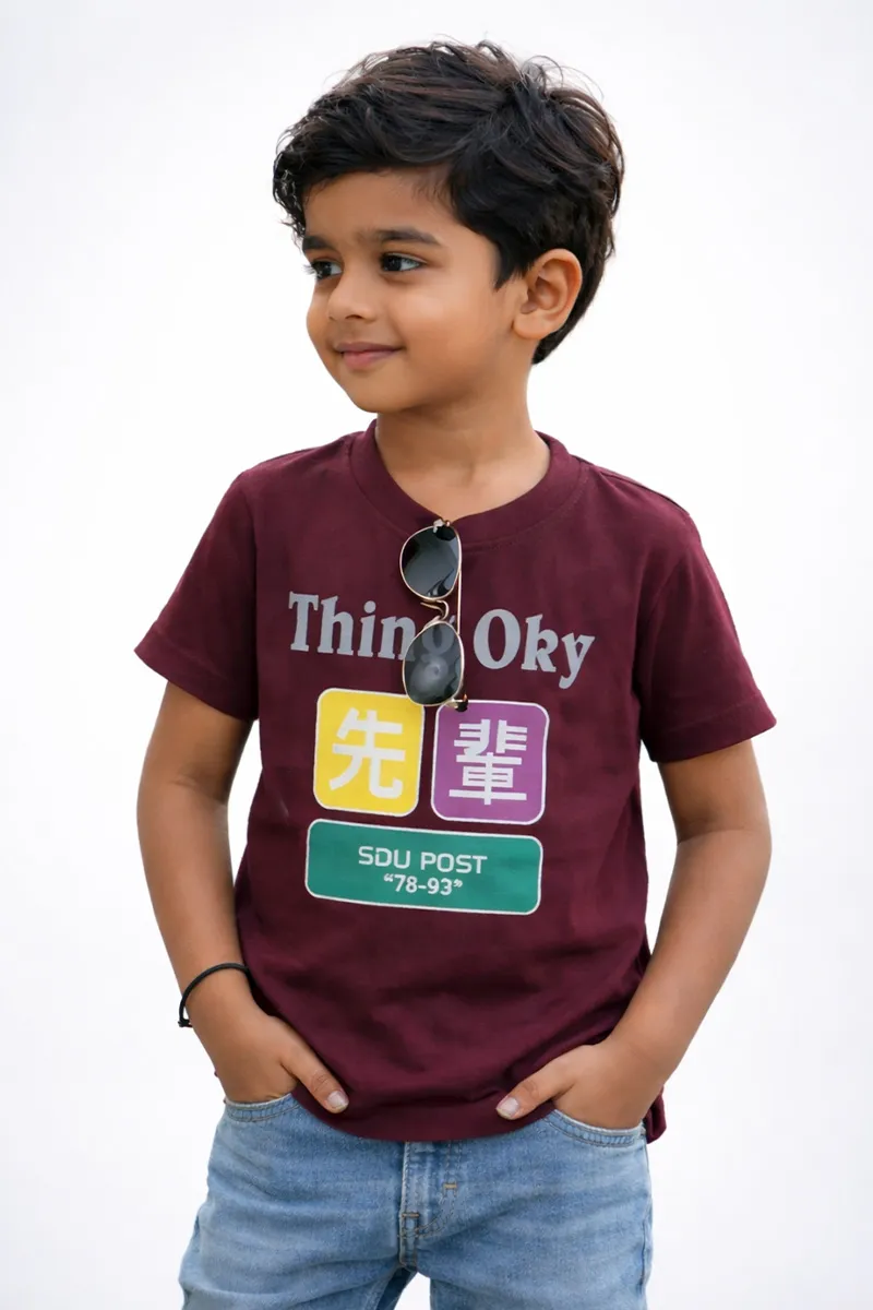 Printed T-Shirt for Boys - Burgundy CLBT00604BUR1314