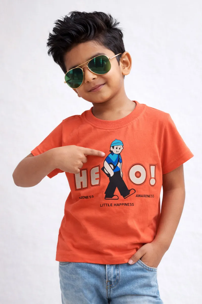 Printed T-Shirt for Boys - Peach
