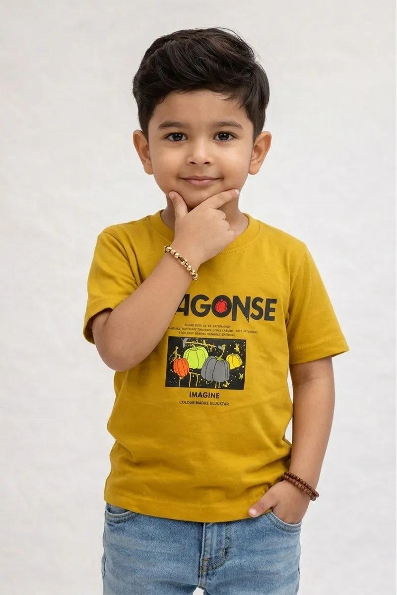 Printed T-Shirt for Boys - Mustard CLBT00629MUS1516