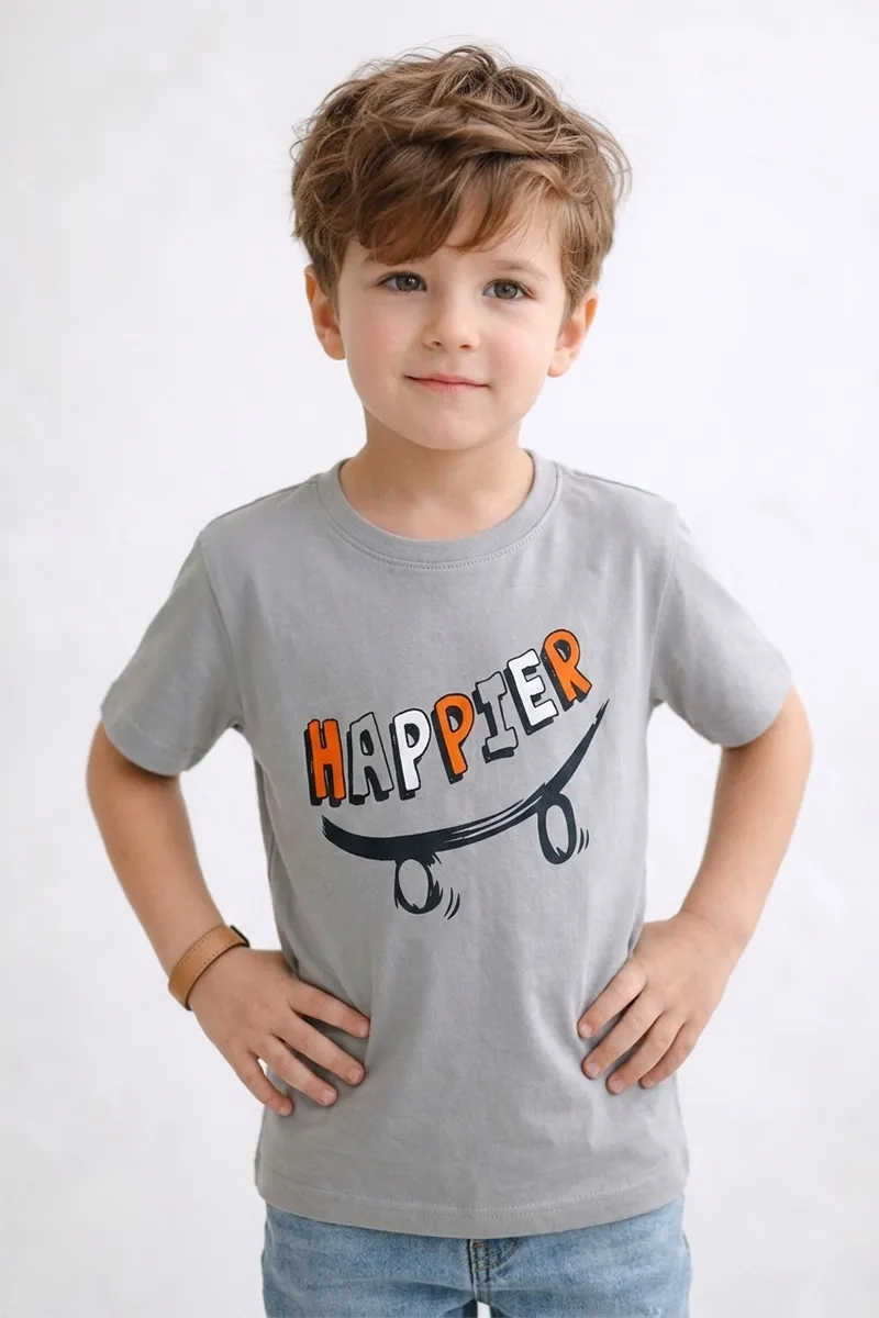Printed T-Shirt for Boys - Light Grey