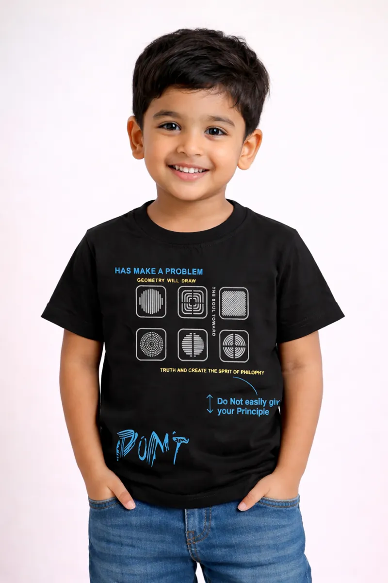 Printed T-Shirt for Boys - Black