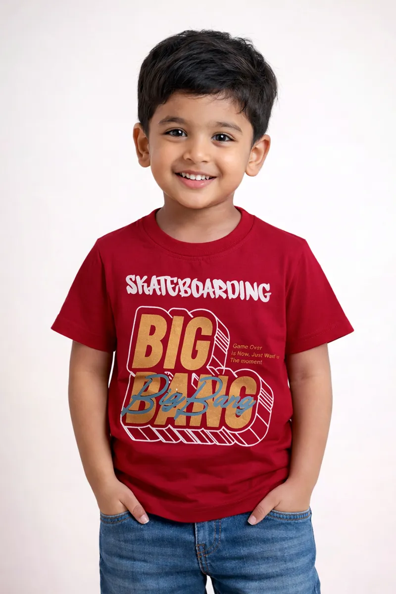 Printed T-Shirt for Boys - Coral