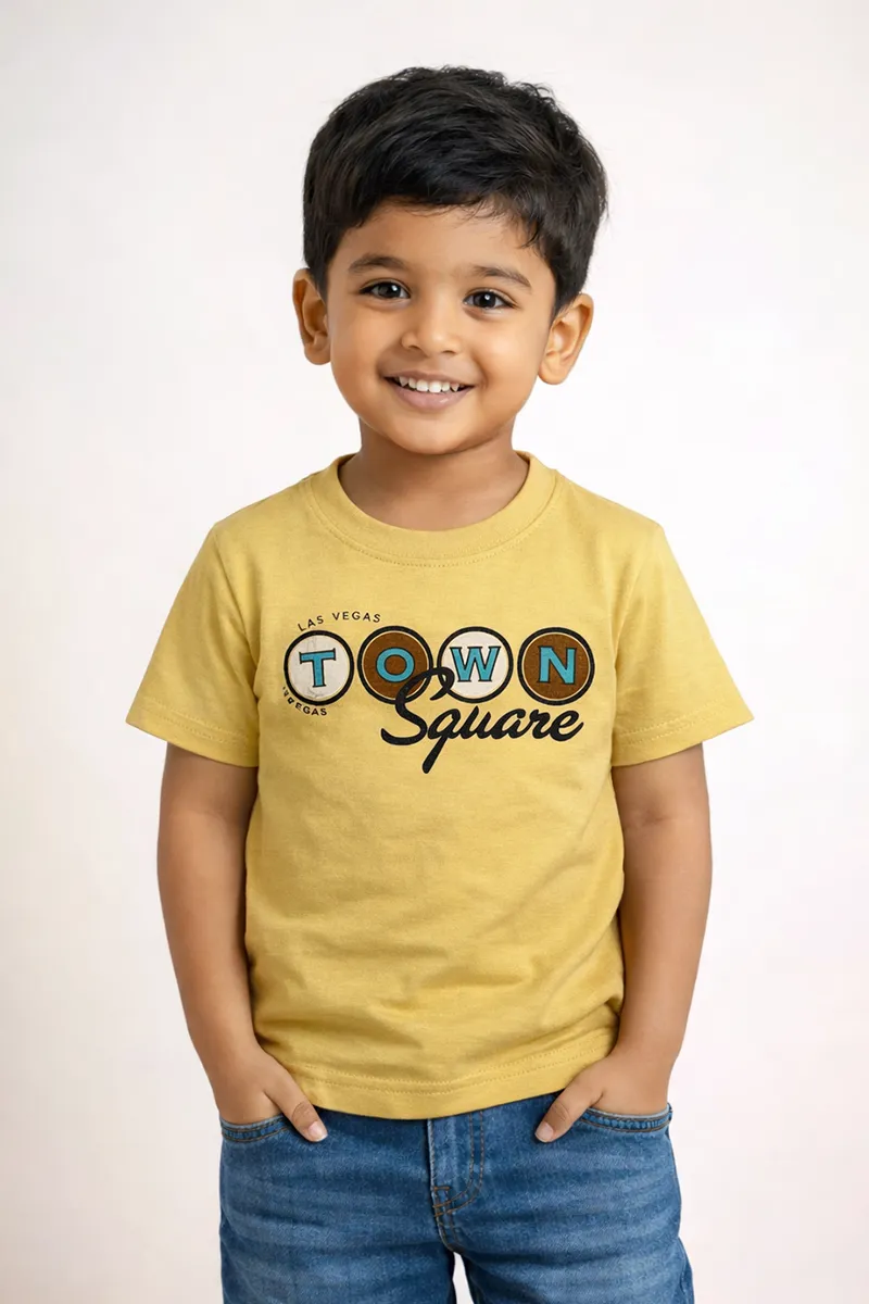 Printed T-Shirt for Boys - Mustard
