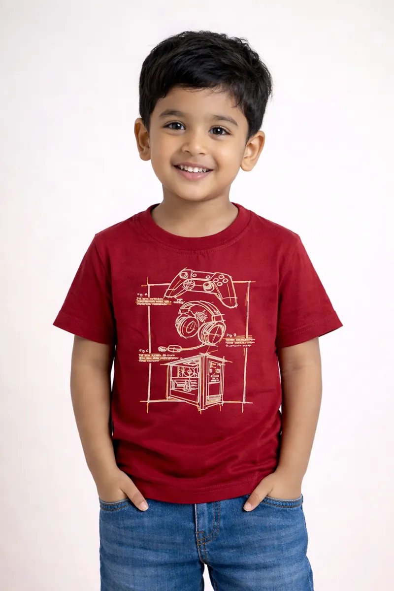 Printed T-Shirt for Boys - Magenta