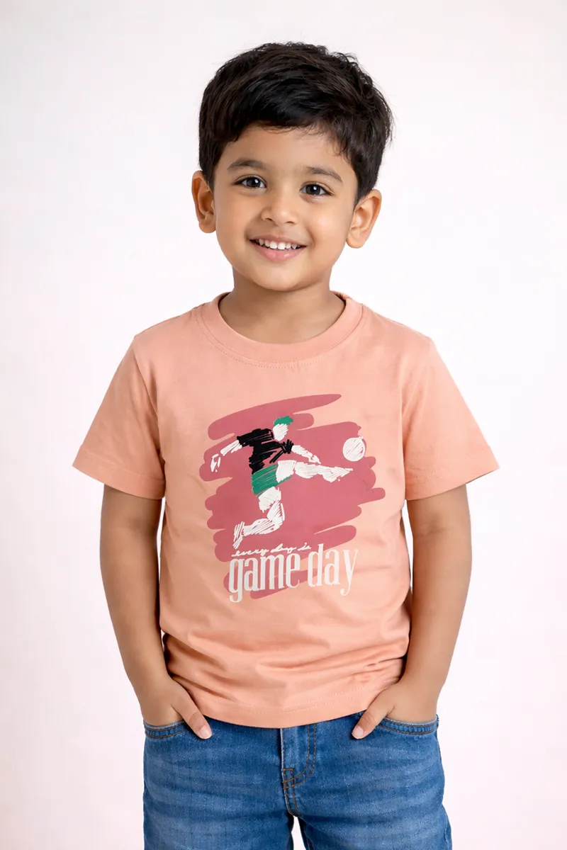 Printed T-Shirt for Boys - Peach