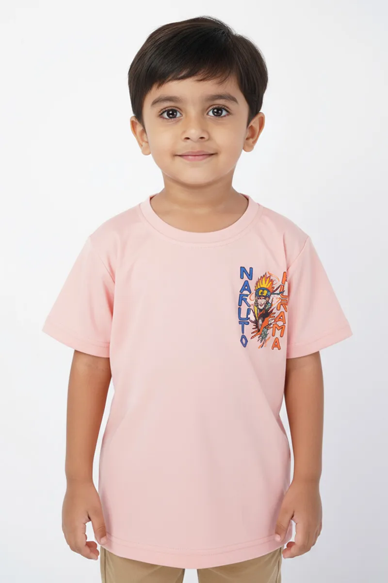 Cotton Printed T-Shirt for Boys - Peach