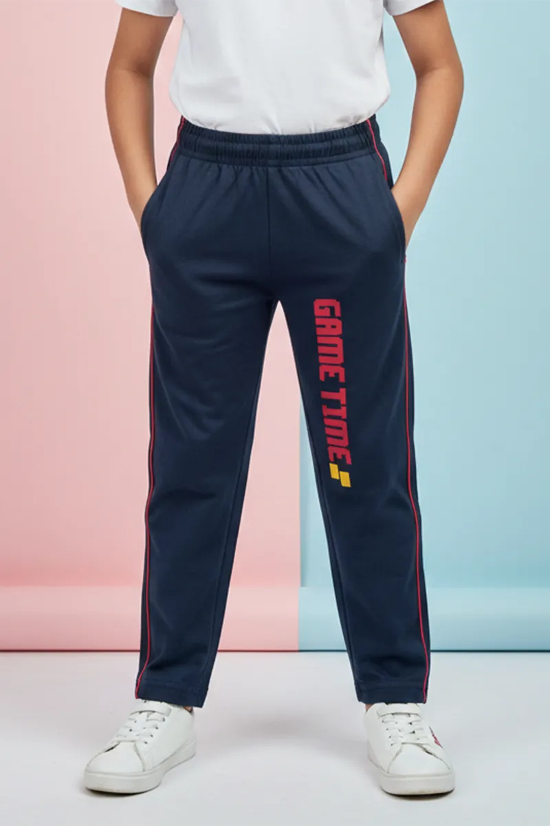 Printed Track Pant for Boys - Navy Blue