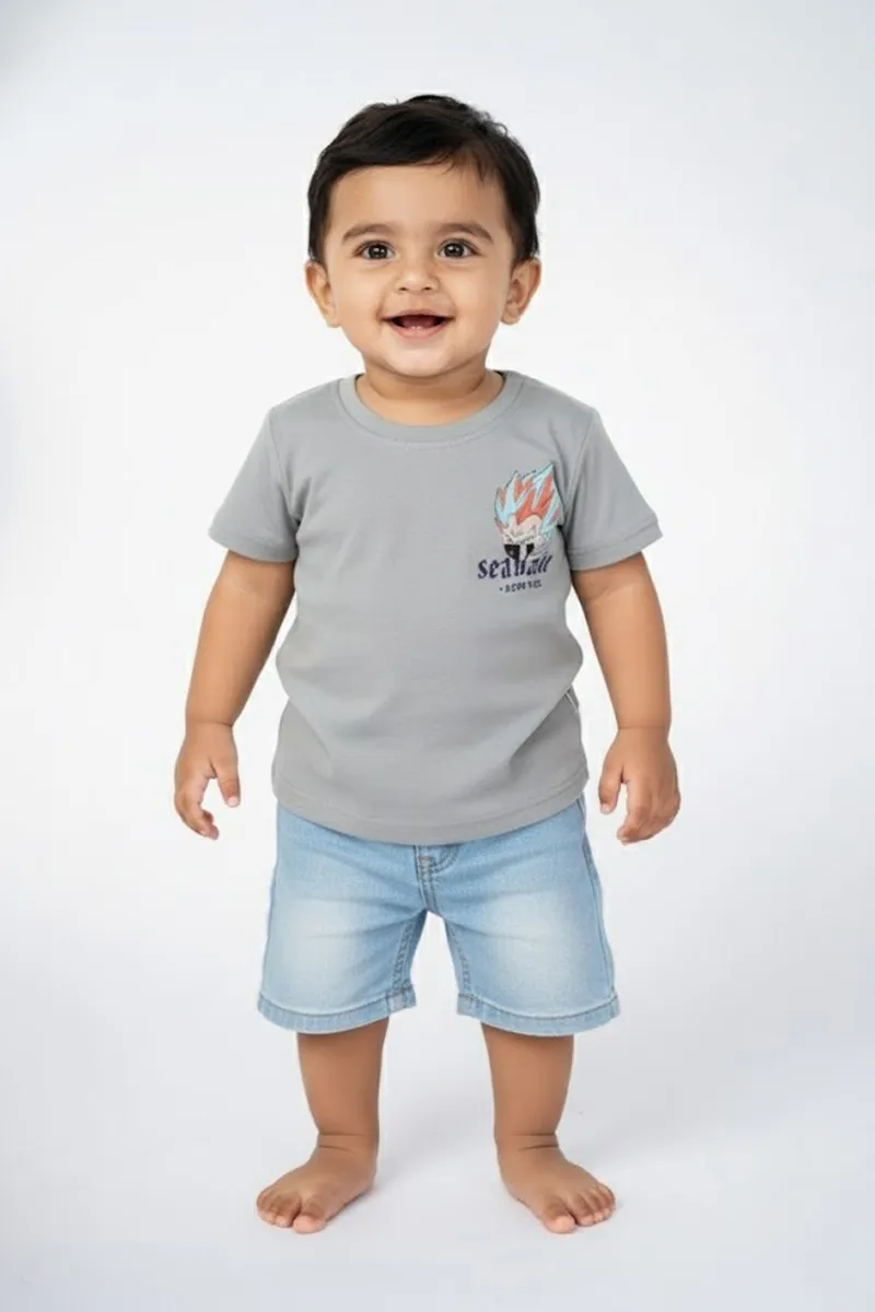 Cotton Printed T-Shirt for Boys - Grey