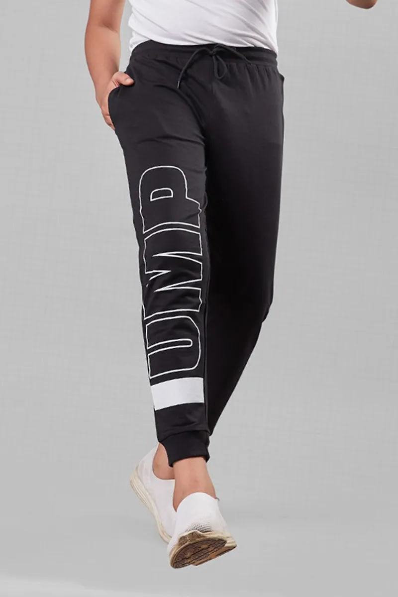 Cotton Printed Track Pant for Boys - Black