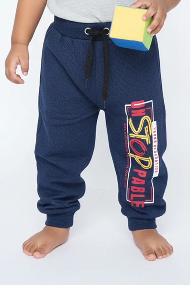 Printed Track Pant for Boys - Dark Blue