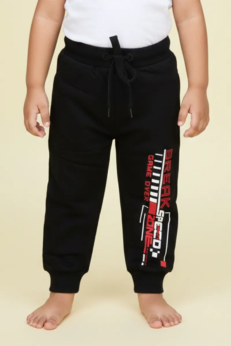 Printed Track Pant for Boys - Black CLBTP008BLA12YR