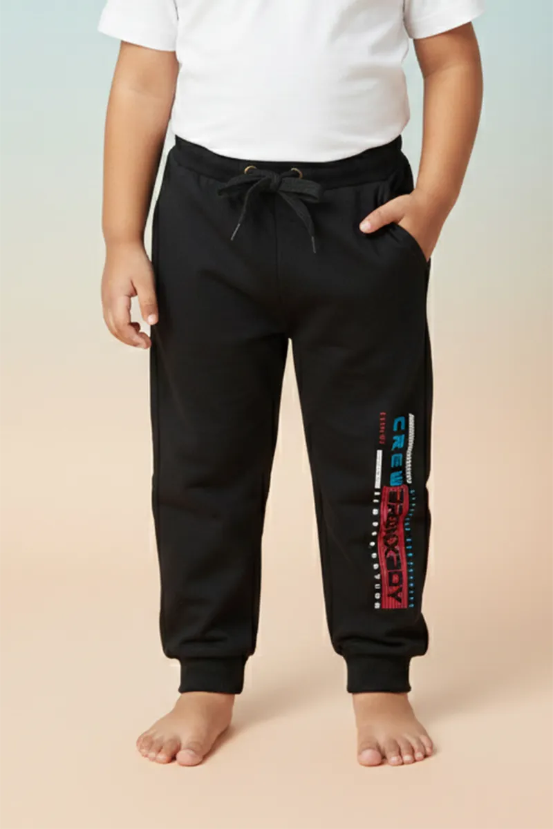 Printed Track Pant for Boys - Black CLBTP015BLA45YR