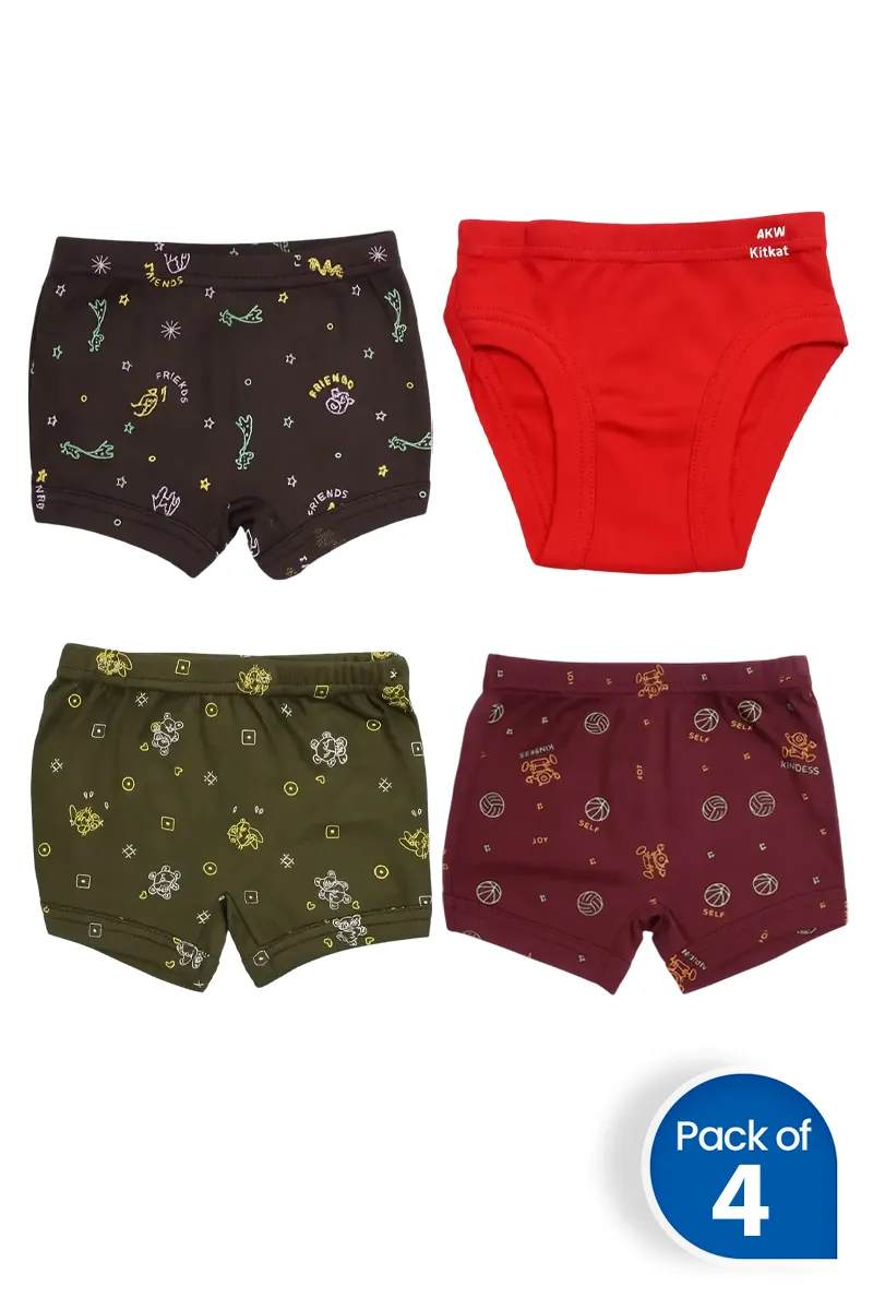 Pack of 4 Trunk and Brief for Boys - Multicolor