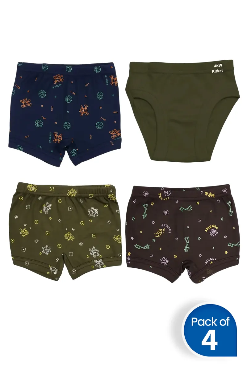 Pack of 4 Trunk and Brief for Boys - Multicolor