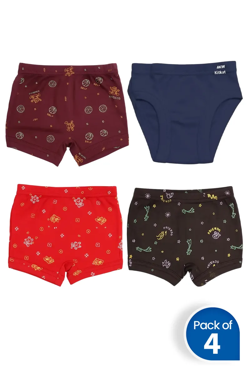 Pack of 4 Trunk and Brief for Boys - Multicolor