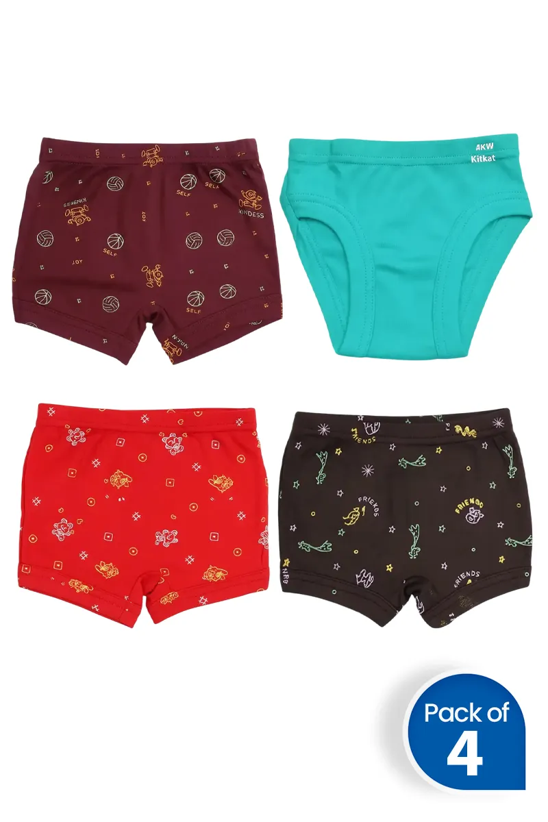Pack of 4 Trunk and Brief for Boys - Multicolor