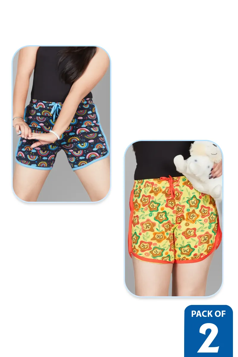 Pack of 2 Shorts for Girls - Multicolor