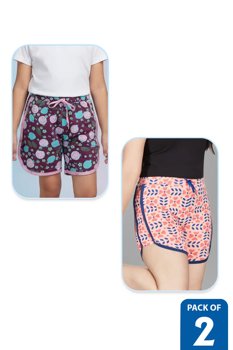 Pack of 2 Shorts for Girls - Multicolor