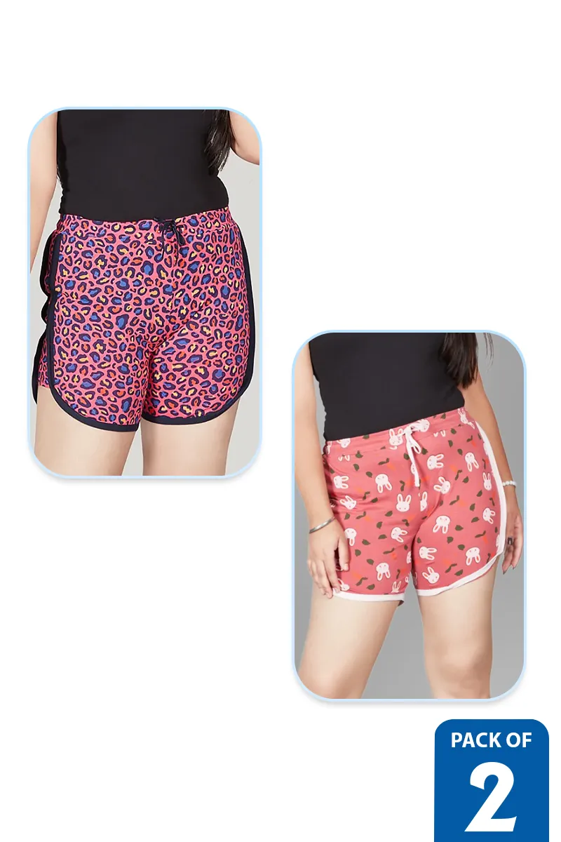 Pack of 2 Shorts for Girls - Multicolor