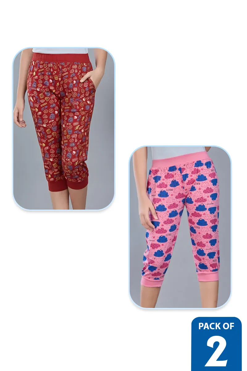 Pack of 2 Capri Pants for Girls - Multicolor