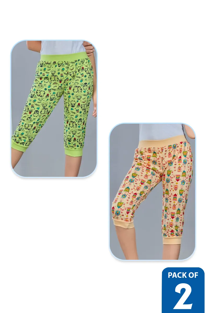 Pack of 2 Capri Pants for Girls - Multicolor