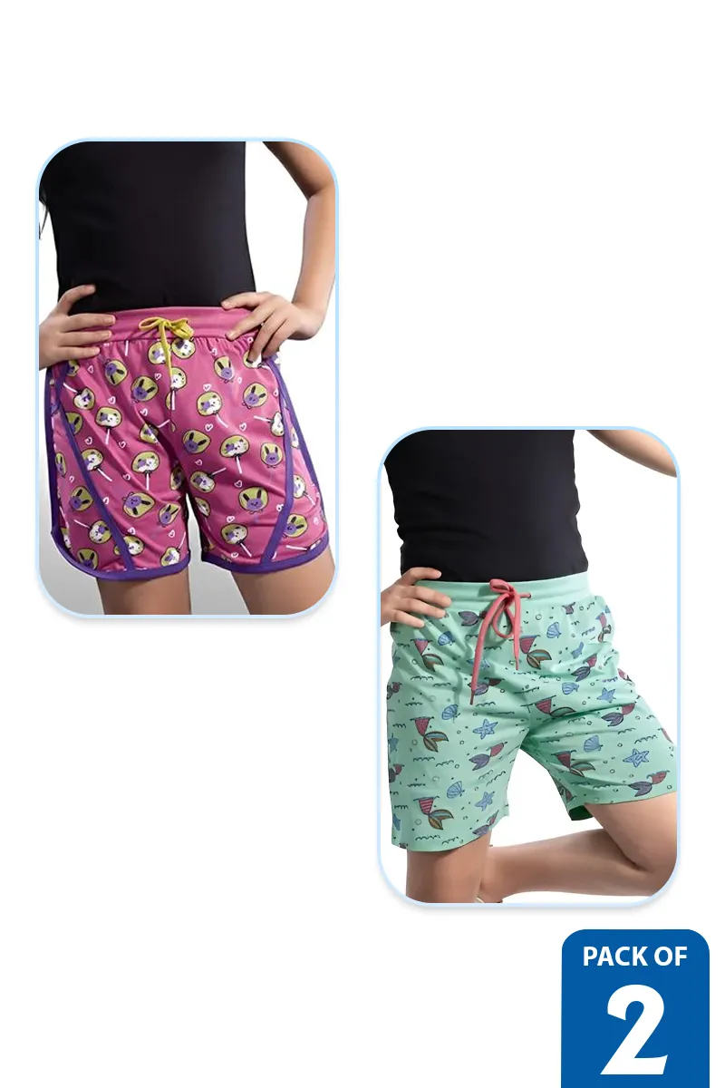 Pack of 2 Shorts for Girls - Multicolor