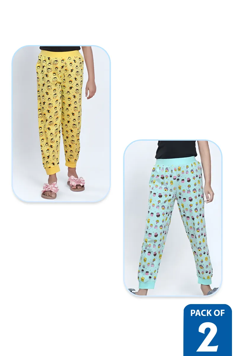 Pack of 2 Track Pants for Girls - Multicolor