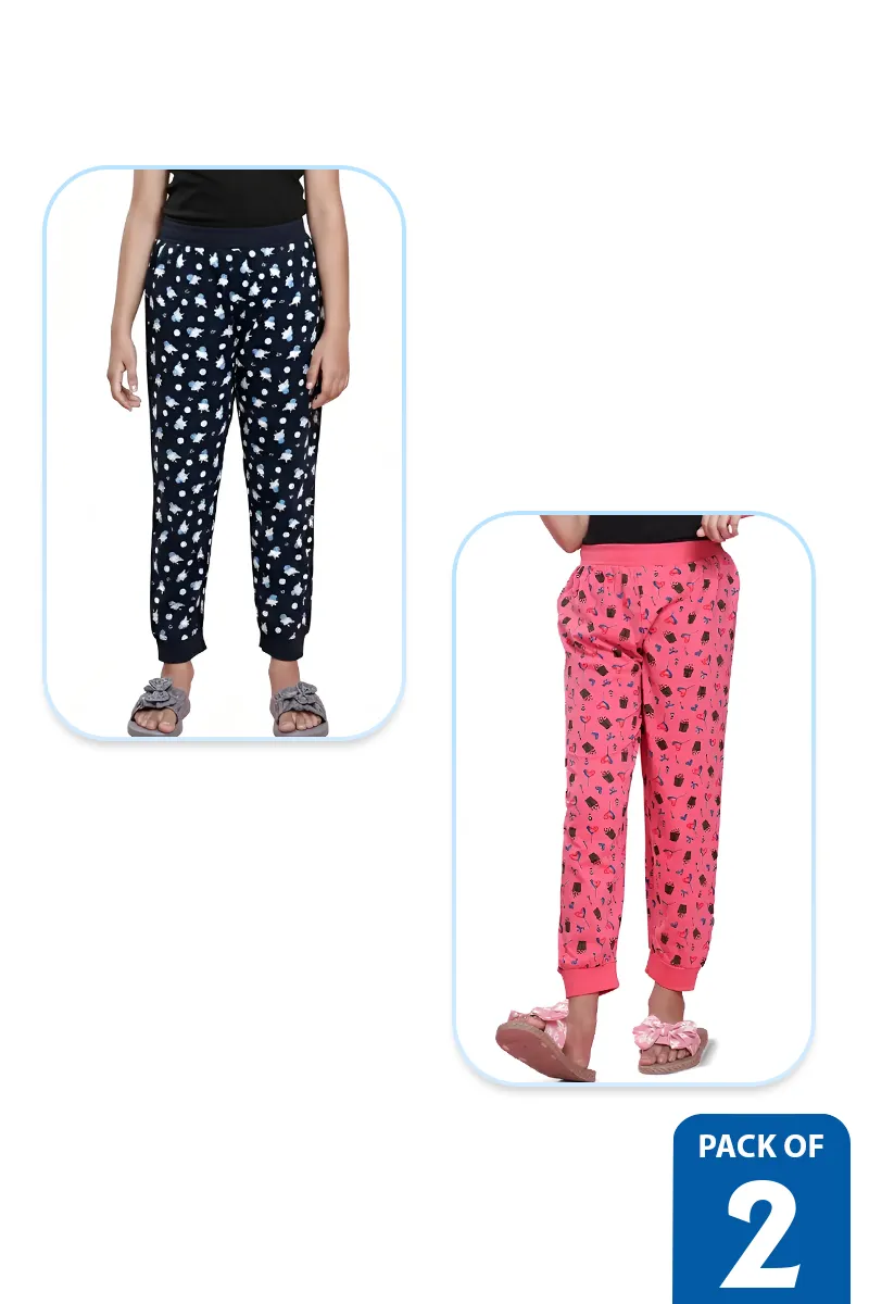 Pack of 2 Track Pants for Girls - Multicolor