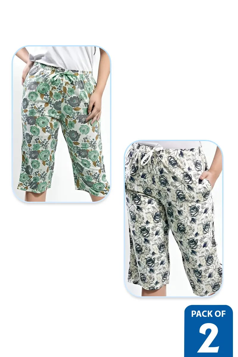 Pack of 2 Capri Pants for Girls - Multicolor