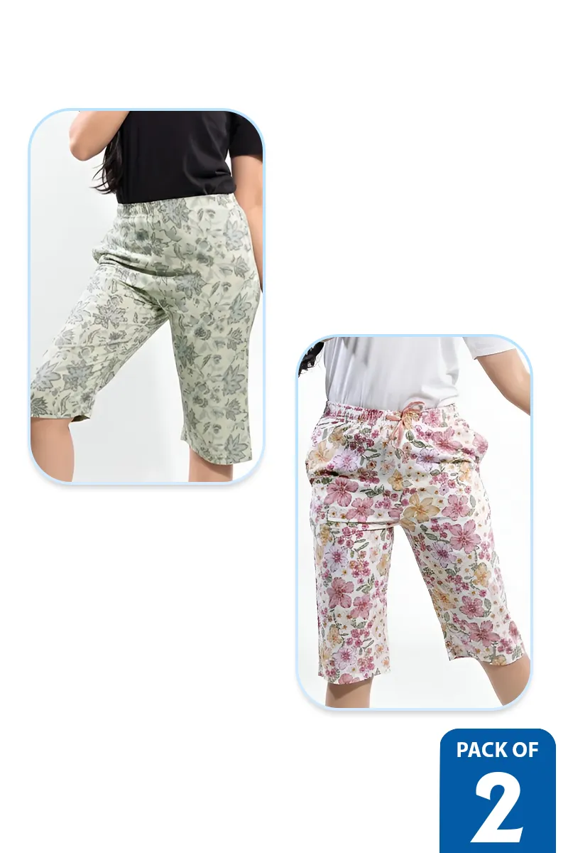 Pack of 2 Capri Pants for Girls - Multicolor