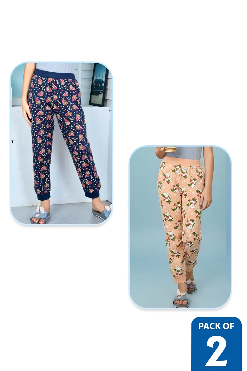 Pack of 2 Track Pants for Girls - Multicolor
