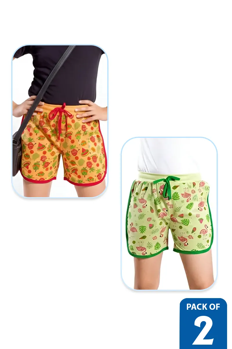 Pack of 2 Shorts for Girls - Multicolor